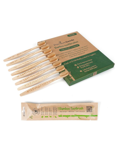 Cepillos de Dientes de Bambú PremiumSwede - Paquete de 8