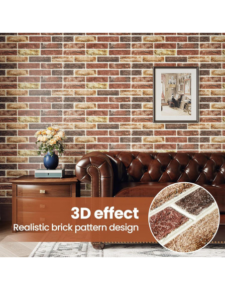 Paneles de Pared 3D Autoadhesivos Abyssaly 10 PCS Ladrillo Falso Paneles de Pared 3D Autoadhesivos Abyssaly 10 PCS Ladrillo Falso