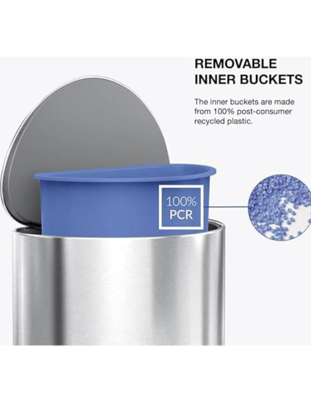 Cubo de Basura Simplehuman 6L Acero Inoxidable Cepillado Cubo de Basura Simplehuman 6L Acero Inoxidable Cepillado