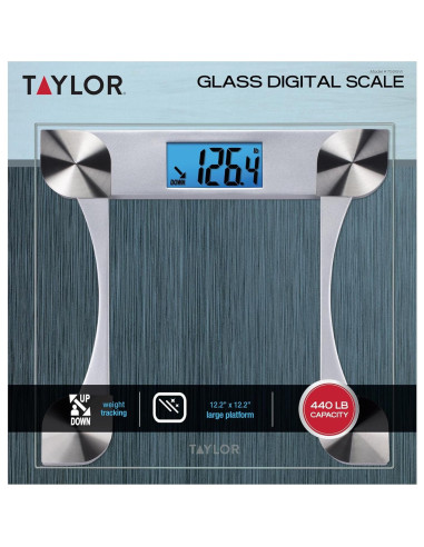 Escala Digital de Vidrio Taylor 200 kg, Pantalla LCD, Transparente