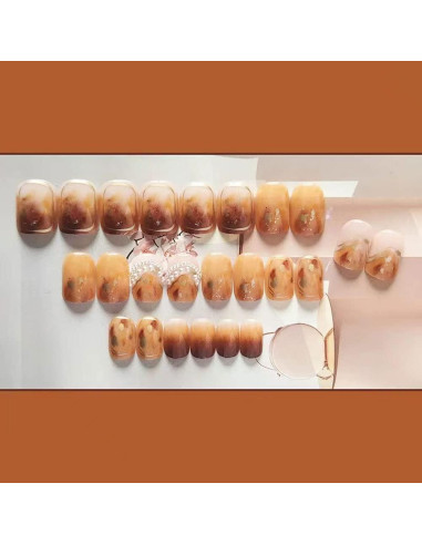 Uñas Postizas Cortas Cuadradas Magrace 24 pcs Diseño A-138