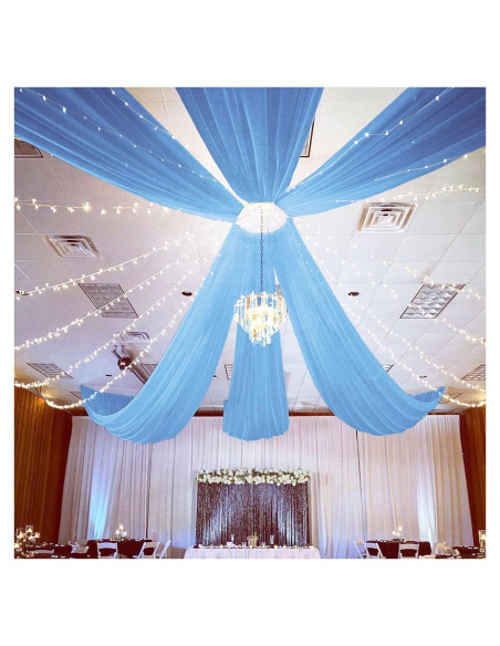 Cortinas de Techo Chiffon Azul Bebé FUHSY 6 Paneles 152x304 cm Cortinas de Techo Chiffon Azul Bebé FUHSY 6 Paneles 152x304 cm