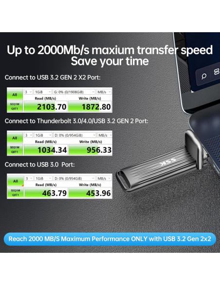 Disco Duro Externo SSD SSK 1TB USB C 2000MB/s Rápido Disco Duro Externo SSD SSK 1TB USB C 2000MB/s Rápido