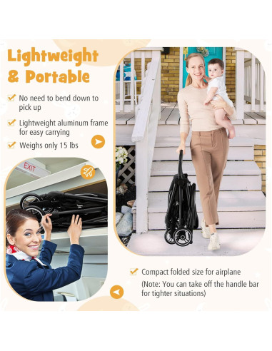 Carrito de Bebé Ligero BABY JOY BC10018 Plegable 6.8 kg