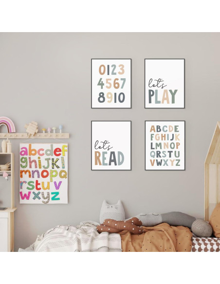 Conjunto de 4 Pósters Educativos PLKMN 20x25 cm Decoración Infantil Conjunto de 4 Pósters Educativos PLKMN 20x25 cm Decoración Infantil