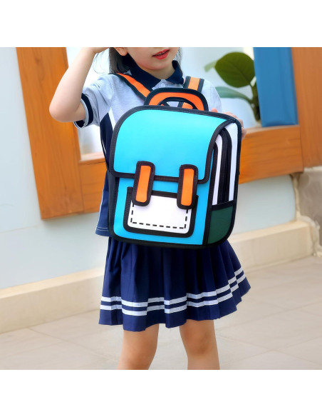 Mochila Kawaii Grande Azul para Niños 2D Cartoon 39.4x35.8 cm Mochila Kawaii Grande Azul para Niños 2D Cartoon 39.4x35.8 cm