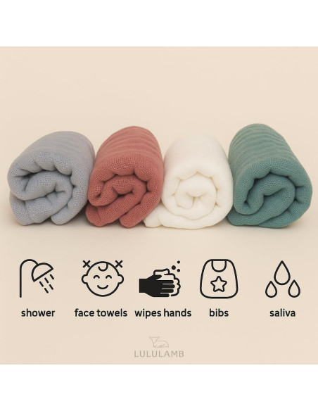 Paños de Eructo Muselina Lululamb 100% Algodón 6 Piezas Paños de Eructo Muselina Lululamb 100% Algodón 6 Piezas