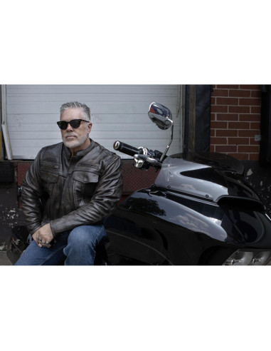 Chaqueta de motocicleta de cuero negro Milwaukee Leather MLM1506