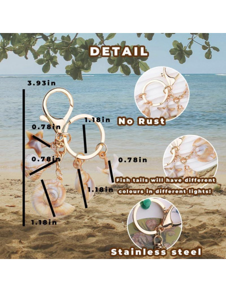 Llavero de Concha YALLNASL con 5 Encantos de Playa Llavero de Concha YALLNASL con 5 Encantos de Playa