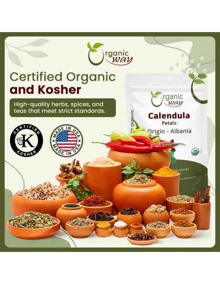 Pétalos de Caléndula Secos Organic Way 113.4g - Certificado Orgánico Pétalos de Caléndula Secos Organic Way 113.4g - Certificado Orgánico