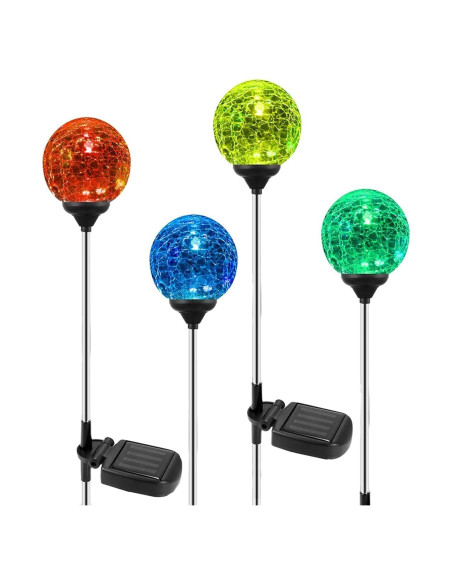 Luces de Estaca Solar OxyLED Paquete de 4 Cristal Multicolor Luces de Estaca Solar OxyLED Paquete de 4 Cristal Multicolor