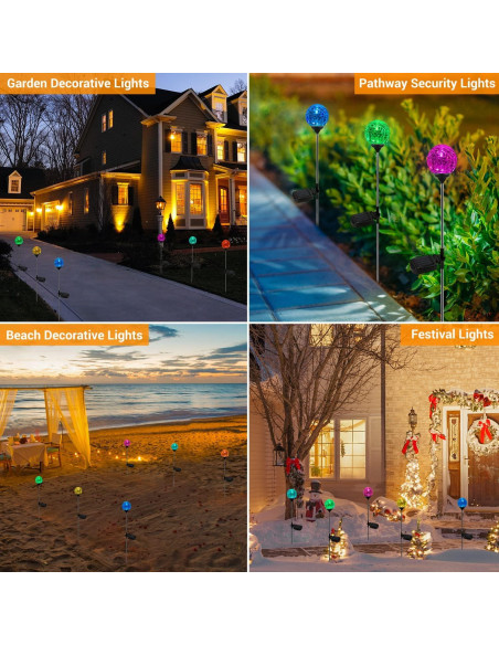 Luces de Estaca Solar OxyLED Paquete de 4 Cristal Multicolor Luces de Estaca Solar OxyLED Paquete de 4 Cristal Multicolor
