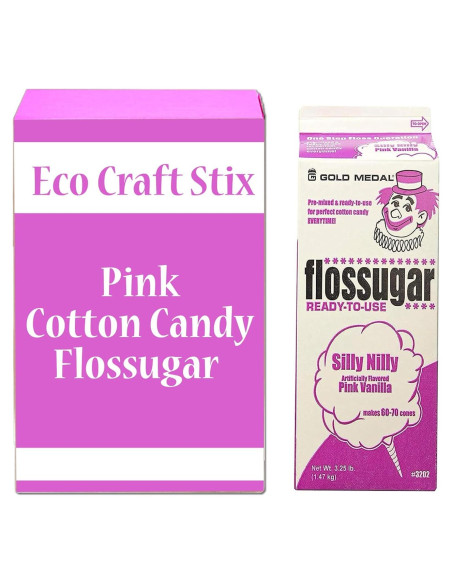 Azúcar de Algodón Rosa Eco Craft Stix 1.4 kg - 1 Paquete Azúcar de Algodón Rosa Eco Craft Stix 1.4 kg - 1 Paquete