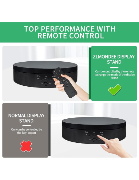 Soporte Rotativo Motorizado ZLMONDEE 22 cm Control Remoto Negro Soporte Rotativo Motorizado ZLMONDEE 22 cm Control Remoto Negro