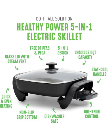 Sartén Eléctrica GreenLife 4.73 L Cerámica Antiadherente