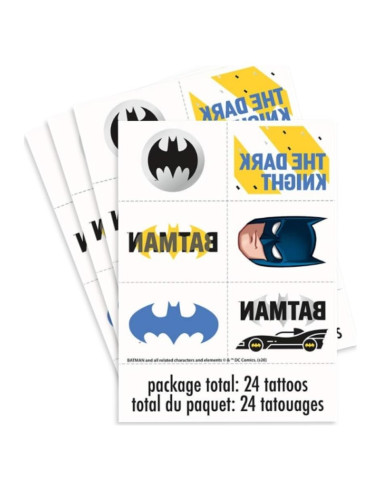 Tatuajes Temporales Multicolor Batman - Paquete de 24 Unidades