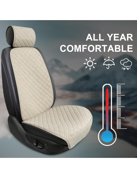 Fundas de Asiento de Coche BOPUOVRE YM-2-B Transpirables Beige - 2 Unidades Fundas de Asiento de Coche BOPUOVRE YM-2-B Transpirables Beige - 2 Unidades