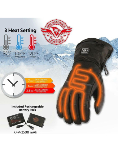 Guantes calefaccionados impermeables Milwaukee Leather para hombres