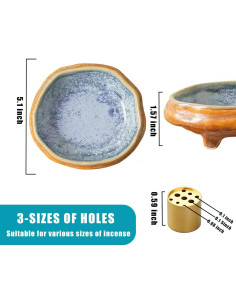 Soporte de Incienso de Cerámica PDDYIER Redondo 13cm Azul 2