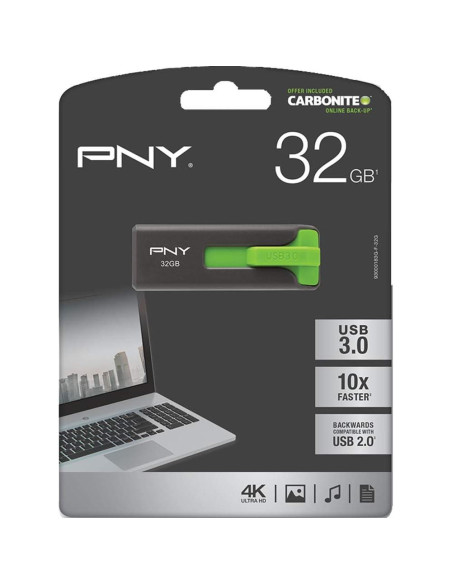Unidad Flash PNY Elite Prime USB 3.0 32GB Gris/Verde Unidad Flash PNY Elite Prime USB 3.0 32GB Gris/Verde