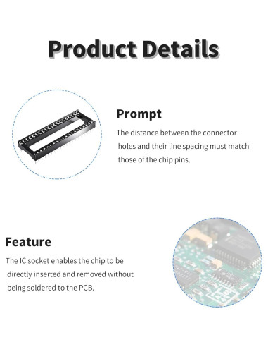 Zócalo IC DIP 40 Pines FOCMKEAS para PCB y Breadboard