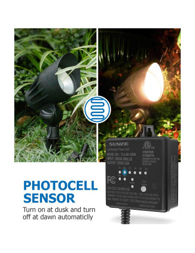 Transformador de Bajo Voltaje SUNVIE 60W con Temporizador y Sensor