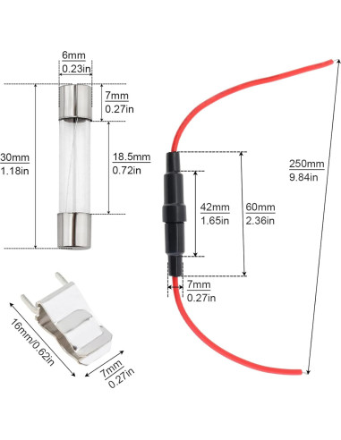 Kit de Fusibles de Vidrio 6x30mm DiGiYes 100pcs 250V 0.5A-30A