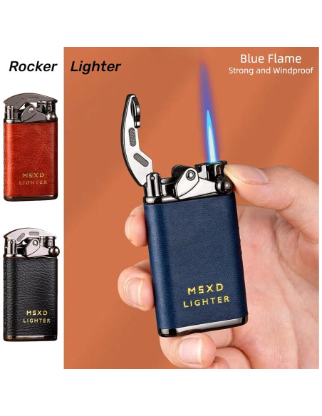 Encendedor de Butano NINSI Retro Azul, Recargable y a Prueba de Viento Encendedor de Butano NINSI Retro Azul, Recargable y a Prueba de Viento