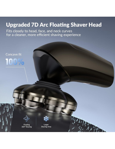 Afeitadora eléctrica HiBig 7D para hombres calvos, 5 en 1, gris