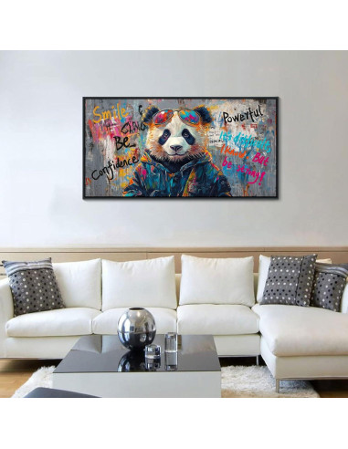 Arte de Pared Lienzo Enmarcado JEAWA Panda Graffiti 101.6x50.8cm