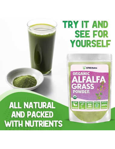 Polvo de Alfalfa Orgánico XPRS Nutra 226.8g - Suplemento Vegano