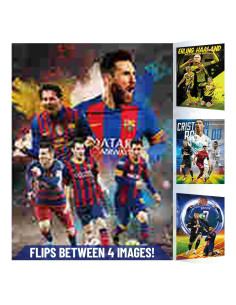Póster 3D Soccer Stars 1 Flip - Haaland, Messi, Ronaldo, Mbappé - 40.64x30.48 cm