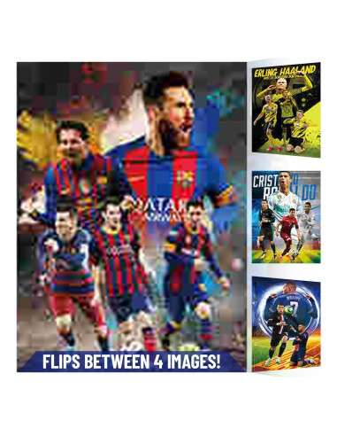Póster 3D Soccer Stars 1 Flip - Haaland, Messi, Ronaldo, Mbappé - 40.64x30.48 cm
