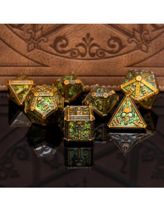 Juego de Dados DND de Metal Rolledomain Calavera Bronce 7 Piezas 2
