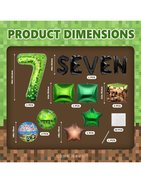 Conjunto de Globos Temáticos de Pixel Verde 16Pcs WENTIYA Conjunto de Globos Temáticos de Pixel Verde 16Pcs WENTIYA