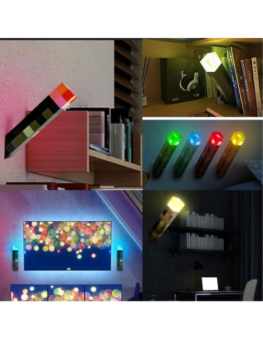 Luz de antorcha LED Wioilyoy 28x5.6cm 7 colores USB