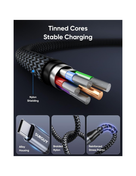 Cable USB-C a Lightning 2FT SUNGUY - Carga Rápida MFi Cable USB-C a Lightning 2FT SUNGUY - Carga Rápida MFi