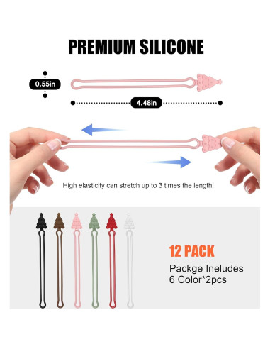 Organizador de Cables de Silicona Nearockle, 12 Piezas Multicolor