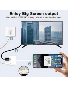 Adaptador Lightning a HDMI 1080P esbeecables para iPhone/iPad 2