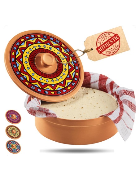 Calentador de Tortillas de Terracota Woobud 8 Pulgadas - Aislamiento Eficaz Calentador de Tortillas de Terracota Woobud 8 Pulgadas - Aislamiento Eficaz