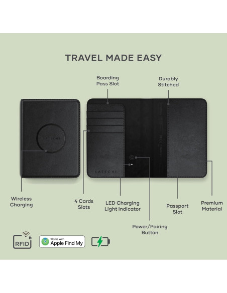 Funda de Pasaporte Satechi con Encuentra Mi y RFID - Negro Funda de Pasaporte Satechi con Encuentra Mi y RFID - Negro