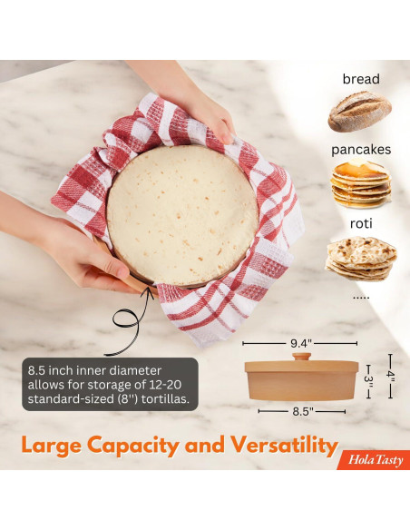 Calentador de Tortillas de Terracota Woobud 8 Pulgadas - Aislamiento Eficaz Calentador de Tortillas de Terracota Woobud 8 Pulgadas - Aislamiento Eficaz