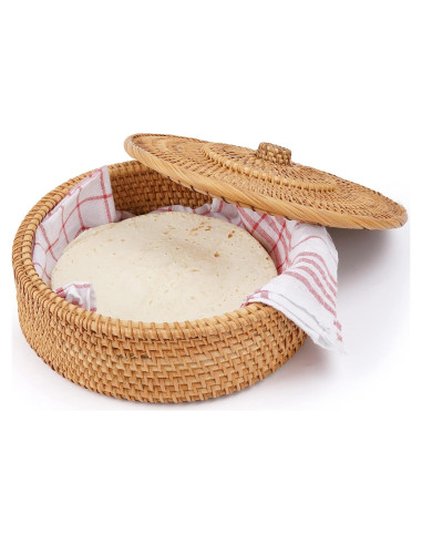 Cesta Calentadora de Tortillas Tortillada 10 Pulgadas Ratán