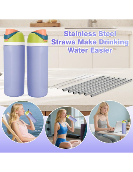 6 Popotes de Acero Inoxidable Reutilizables XHJH para Owala 40oz 6 Popotes de Acero Inoxidable Reutilizables XHJH para Owala 40oz