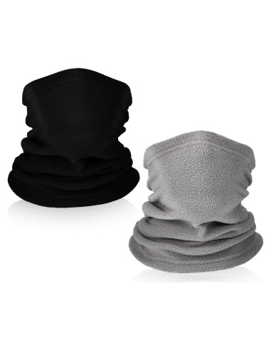 Calentador de Cuello de Forro Polar Niños 2 Pcs Negro Gris