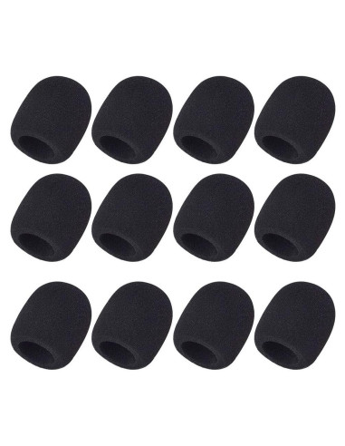 Paquete de 12 Filtros de Espuma Negra para Micrófono Mo-gu