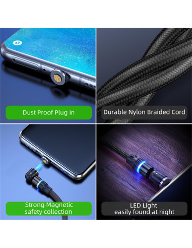 Cable de Carga Magnético USB C Losuesme 6 Piezas 3A