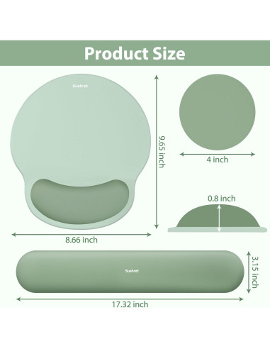 Set Reposamuñecas Ergonómico 3 en 1 Shantou Verde
