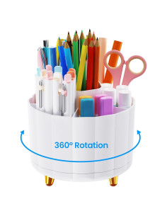 Soporte para Lápices Rotativo IVEETTY 6 Compartimentos Blanco