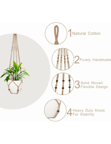 Soporte de Planta Colgante MDKFKDK 88.9 cm Yute Marrón